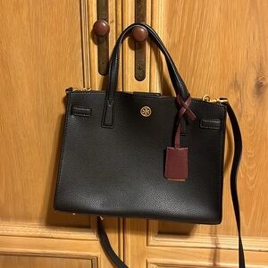 Tory Burch Black Leather Tote Bag